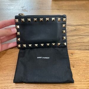 Saint Laurent Black Pouch with Gold Studs